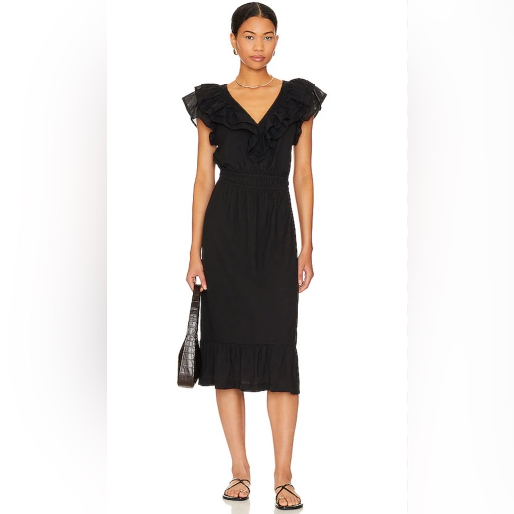 NWT Nation LTD Black Aria Ruffle Midi Dress - Size L